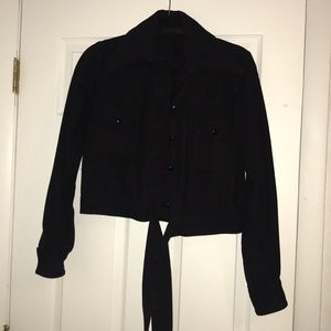 Custom Handmade Wool crop jacket with Tie